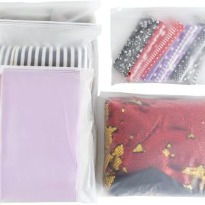 50Pcs Clear Bags Resealable Bags Plastic Ziplock Bags Luggage Organiser Pouch Space Saver Storage for Clothes School Trip (50PCS-5SIZE)