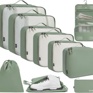 BAGAIL 8 Set/10 Set Packing Cubes Various Sizes Packing Organizer for Travel Accessories Luggage Carry On Suitcase