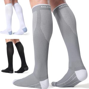 CelerSport 3 Pairs Compression Socks for Men and Women 20-30 mmHg Running Support Socks