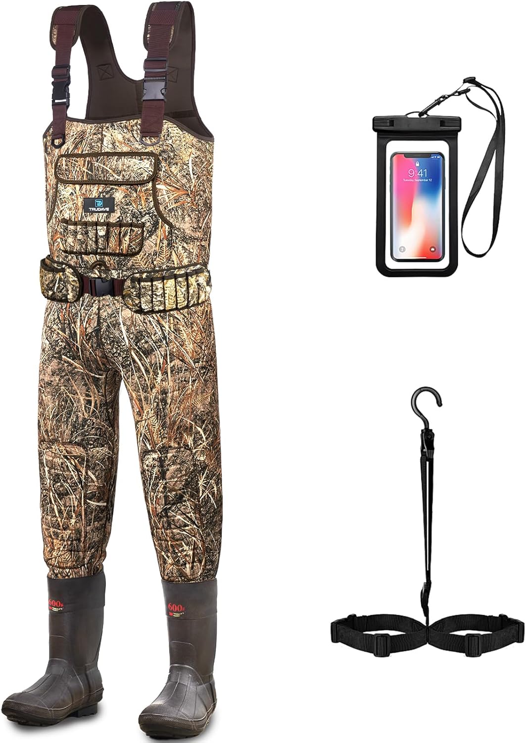 Chest Waders for Men, Neoprene Fishing Waders with Boots Hanger & 600G Insulated, Waterproof Camo Duck Hunting Waders