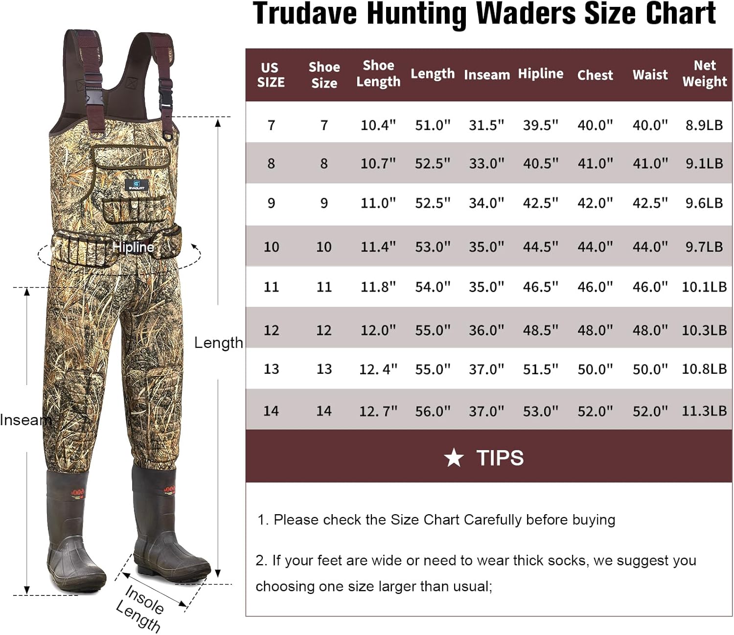 Chest Waders for Men, Neoprene Fishing Waders with Boots Hanger & 600G Insulated, Waterproof Camo Duck Hunting Waders - Image 5