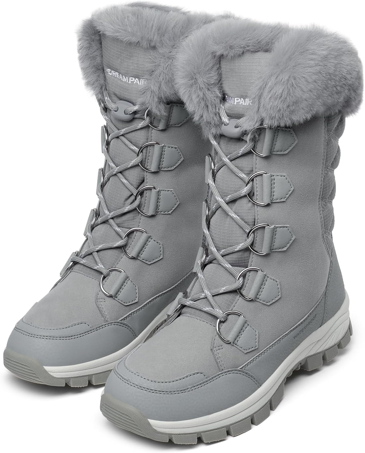 Women's Waterproof Winter Snow Boots, Warm Comfortable Faux Fur Insulated Non-Slip Outdoor Lace-Up Florin Mid Calf Booties - Image 4
