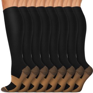 Iseasoo Copper Compression Socks For Men & Women Circulation-Best For Running Hiking Cycling 15-20 mmHg