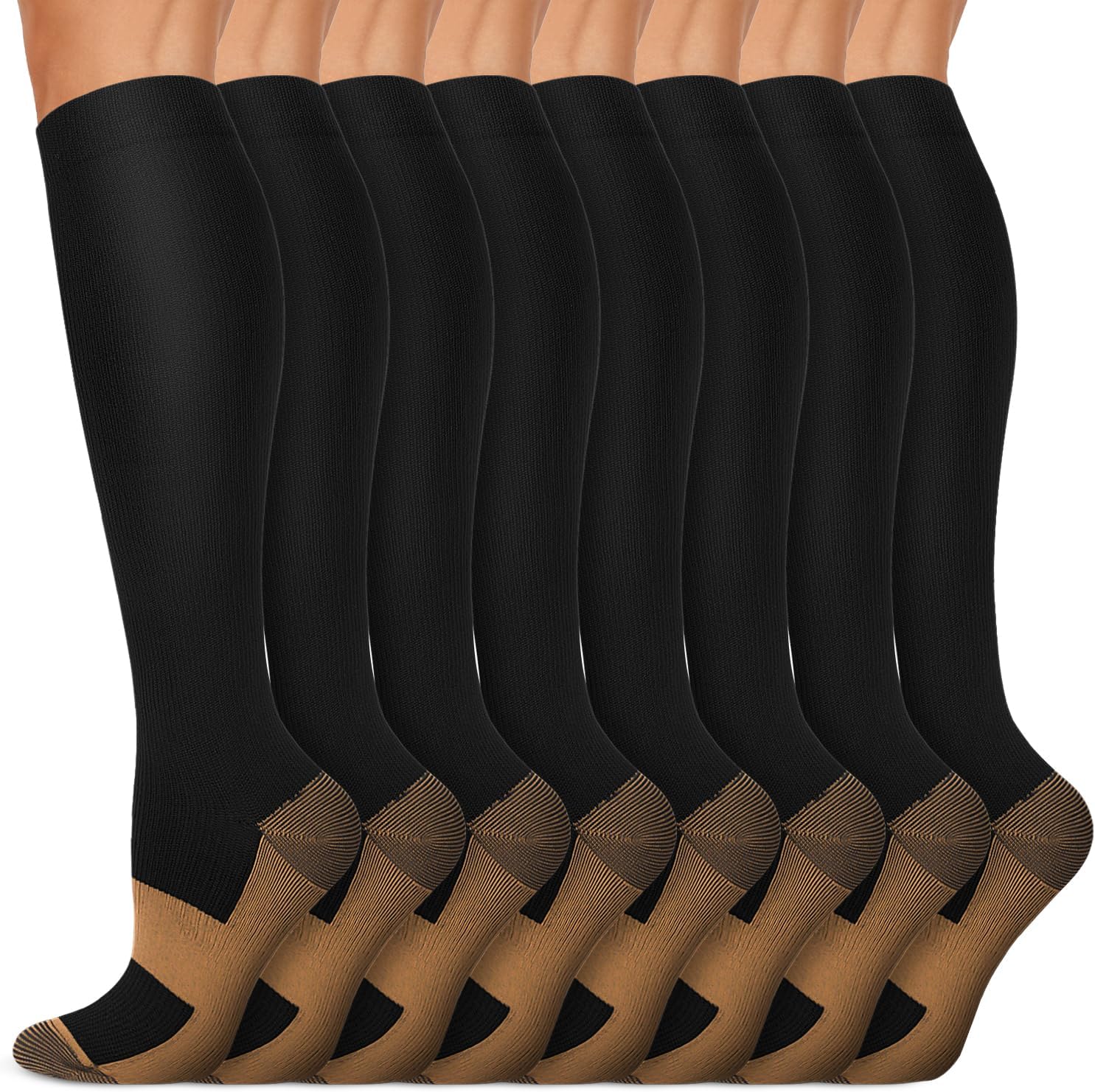 Iseasoo Copper Compression Socks For Men & Women Circulation-Best For Running Hiking Cycling 15-20 mmHg