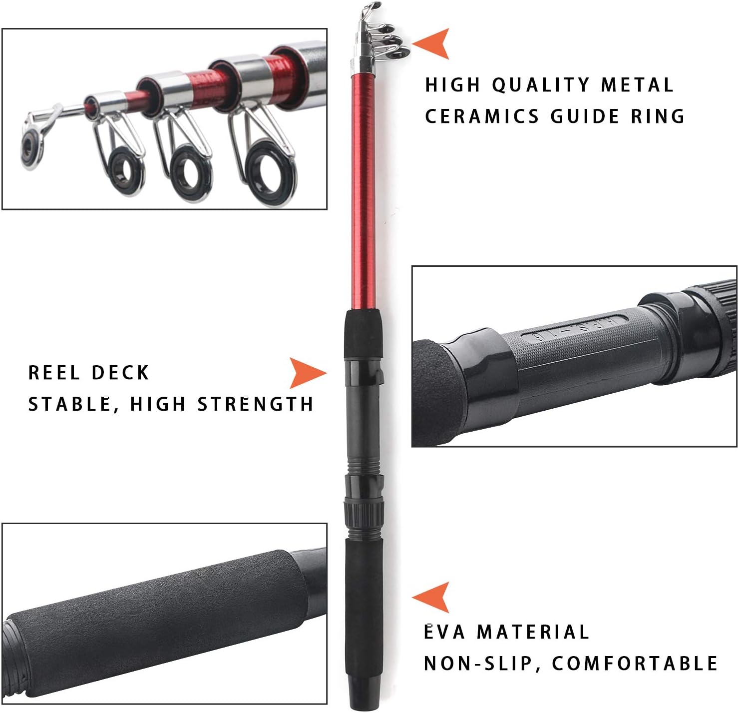 Telescopic Fishing Rod Reel Combo 2pcs 5.9FT/6.89FT Collapsible Fishing Pole Spinning Reel Lures Tackle Bag All-in-one Fishing Gear Fishing Rod Kit for Beginner Youth Adults Kids - Image 4