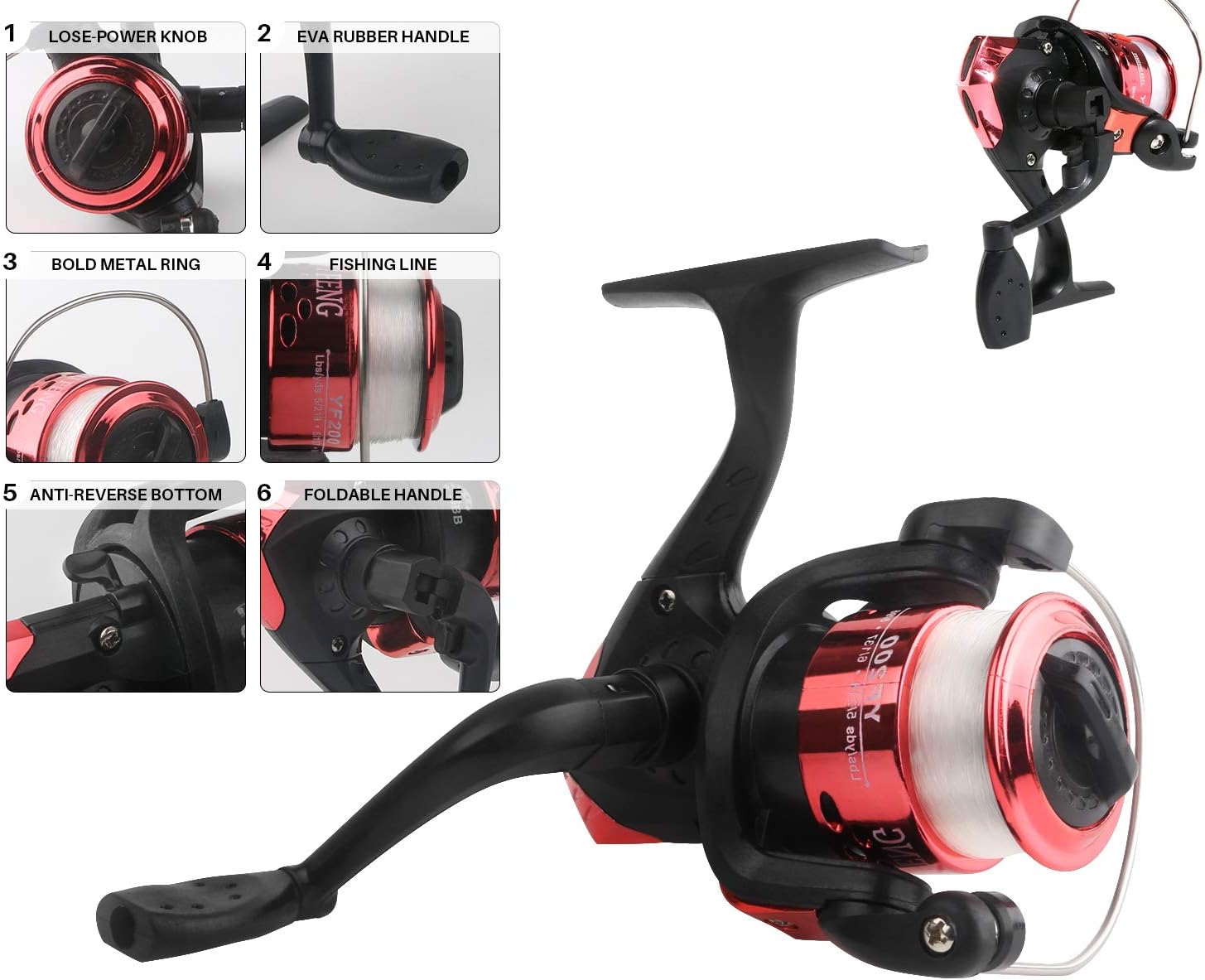 Telescopic Fishing Rod Reel Combo 2pcs 5.9FT/6.89FT Collapsible Fishing Pole Spinning Reel Lures Tackle Bag All-in-one Fishing Gear Fishing Rod Kit for Beginner Youth Adults Kids - Image 5